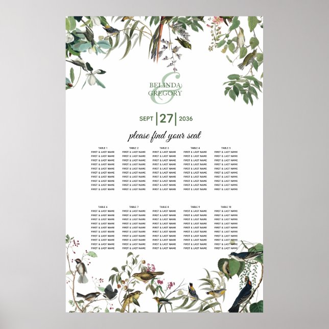 Eucalyptus Leaves Greenery Wedding Seating Chart (Front)
