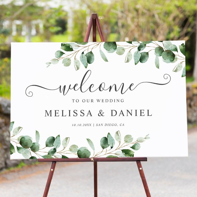Eucalyptus Leaves Greenery Wedding Welcome Sign (Creator Uploaded)