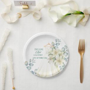 Eucalyptus Leaves Greenery Wedding Welcome Sign Paper Plate