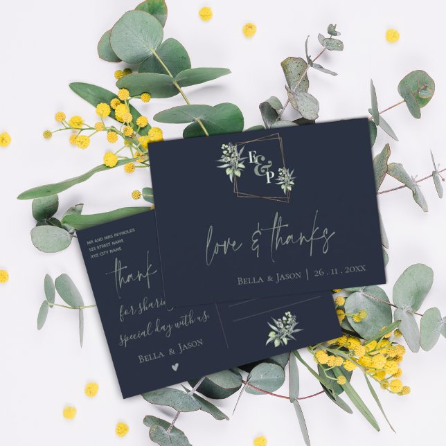 Eucalyptus Leaves Love Thanks Greenery Wedding Pos Postcard (Creator Uploaded)