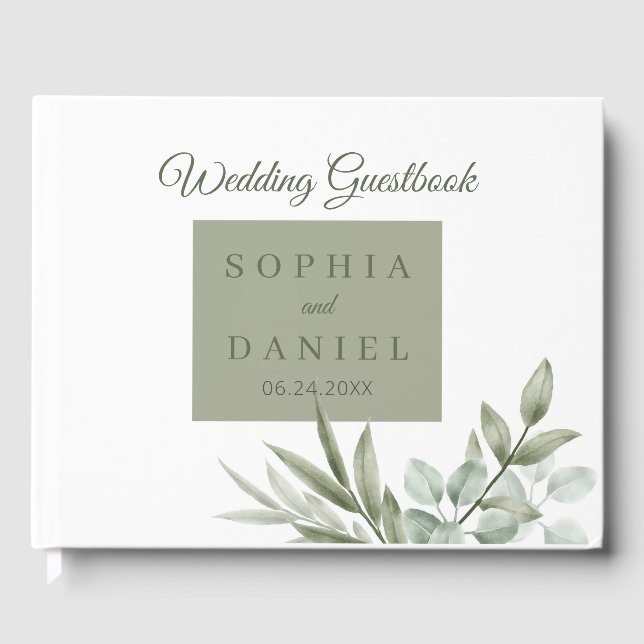 Eucalyptus Leaves Minimalist Guest Book (Front)