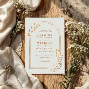 Eucalyptus Leaves Minimalist Line QR Code Wedding Invitation
