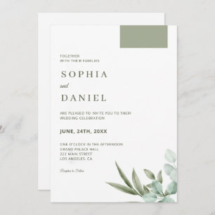 Eucalyptus Leaves Minimalist Wedding Invitation