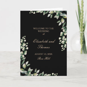 Eucalyptus leaves modern wedding programme 