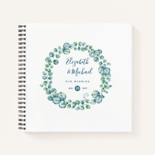 Eucalyptus Leaves ModernElegance Wedding Guestbook Notebook