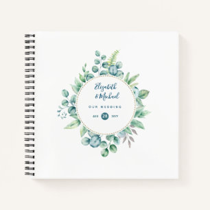 Eucalyptus Leaves ModernElegance Wedding Guestbook Notebook