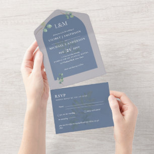 Eucalyptus Leaves Overlay Arch Wedding All In One Invitation
