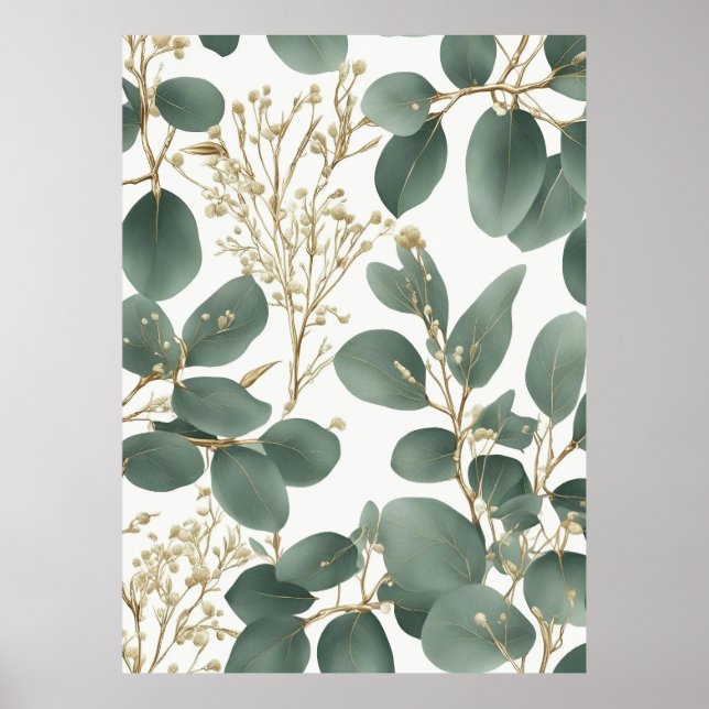 Eucalyptus Leaves Pattern Poster (Front)