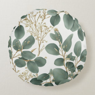 Eucalyptus Leaves Pattern Round Cushion