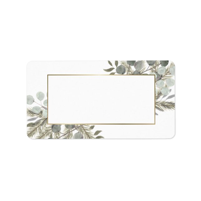 Eucalyptus Leaves & Pine Blank DIY Print Address Label (Front)