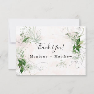 Eucalyptus leaves Pink Wedding Thank You Card