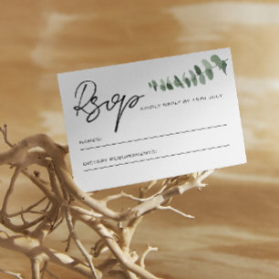 Eucalyptus Leaves QR Code Wedding RSVP Card
