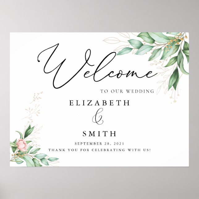 Eucalyptus Leaves Simple Elegant Calligraphy Poster (Front)