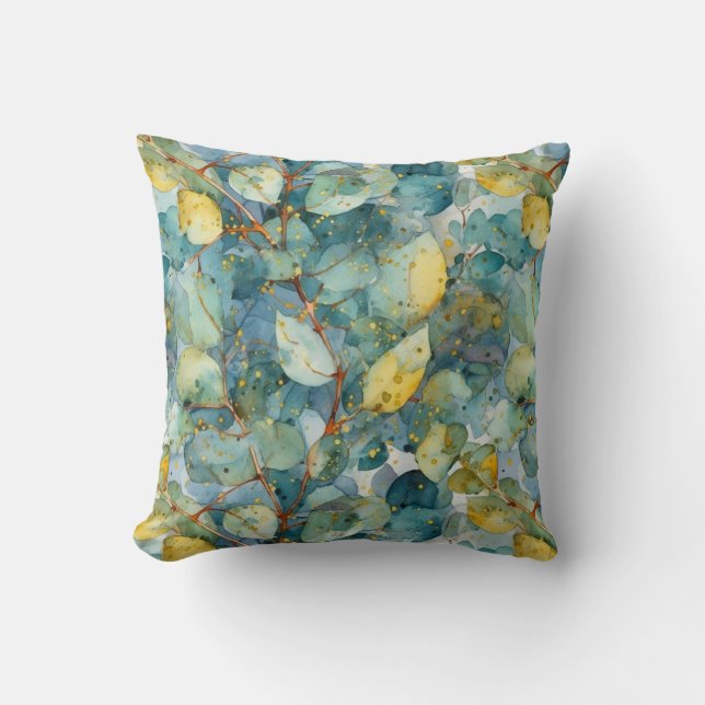Eucalyptus Leaves Throw Pillow (Front)