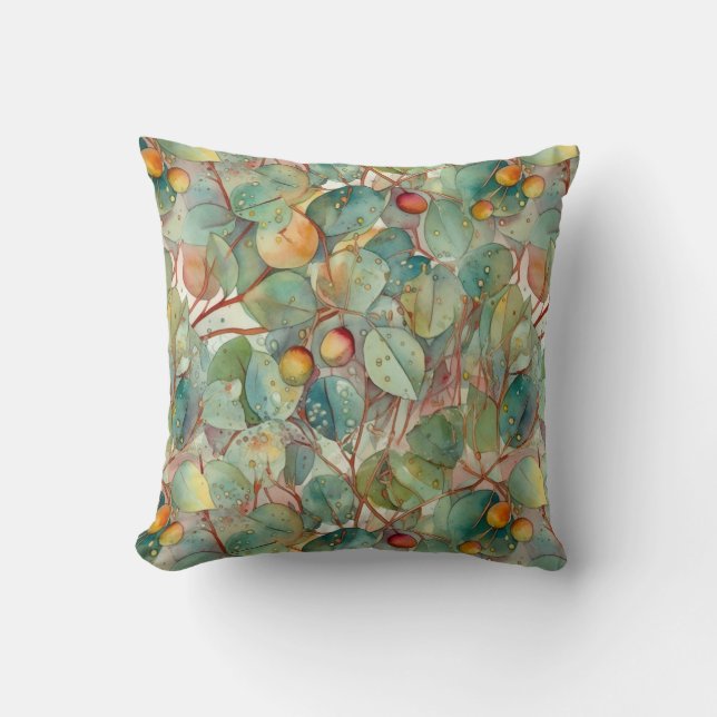 Eucalyptus Leaves Throw Pillow (Front)