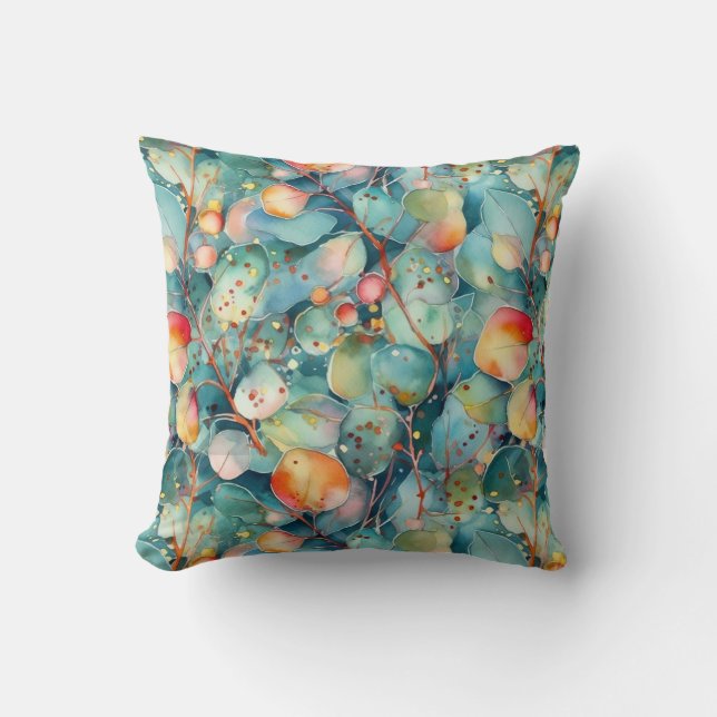 Eucalyptus Leaves Throw Pillow (Front)