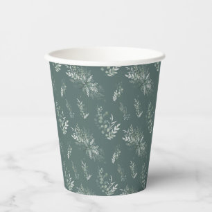 Eucalyptus Leaves Watercolor Baby Shower Paper Cups
