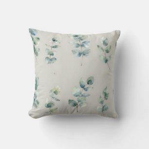 Eucalyptus Leaves Watercolor Pattern Cushion