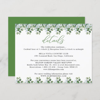 Eucalyptus Leaves Wedding Enclosure Card