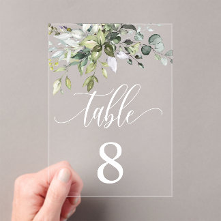Eucalyptus Leaves Wedding Event Seating Table Card Acrylic Invitations