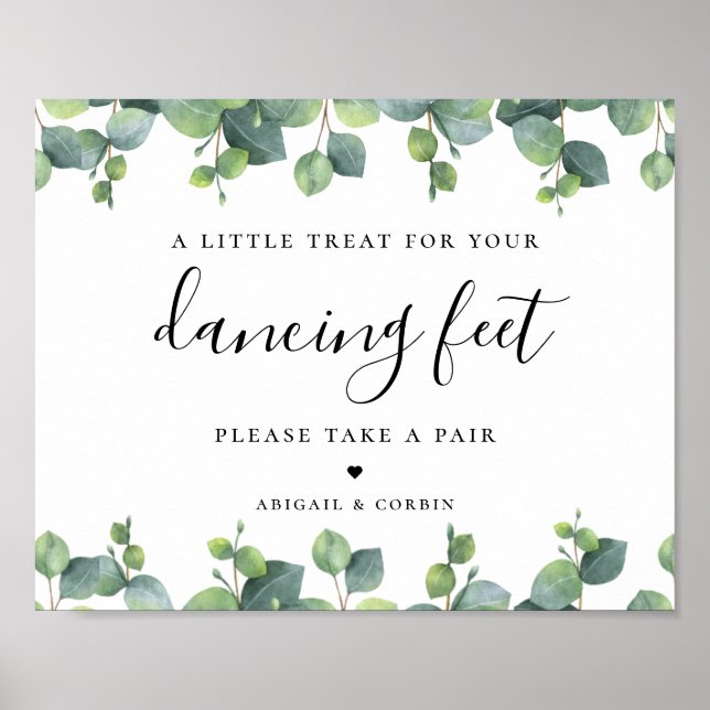 Eucalyptus Leaves Wedding Flip Flops Poster (Front)