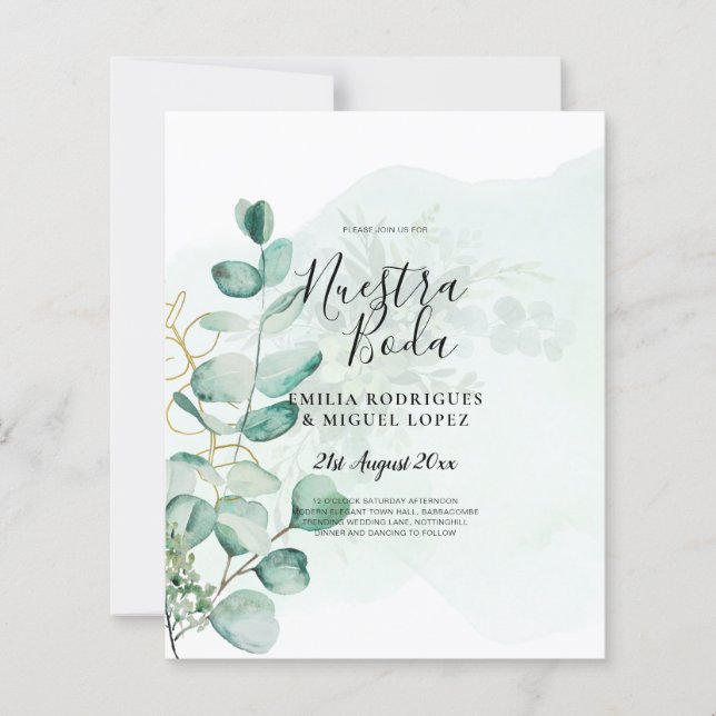 Eucalyptus Leaves Wedding Greenery QR CODE Modern (Front)
