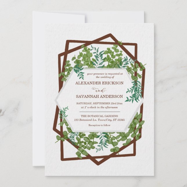 Eucalyptus Leaves Wedding Invitation (Front)