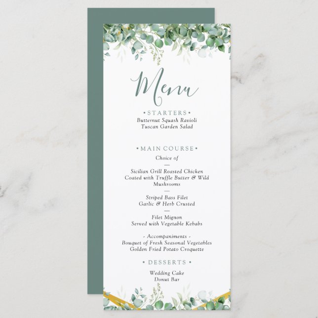 Eucalyptus Leaves Wedding Menu (Front/Back)