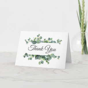 Eucalyptus Leaves Wedding Photo Thank You Card