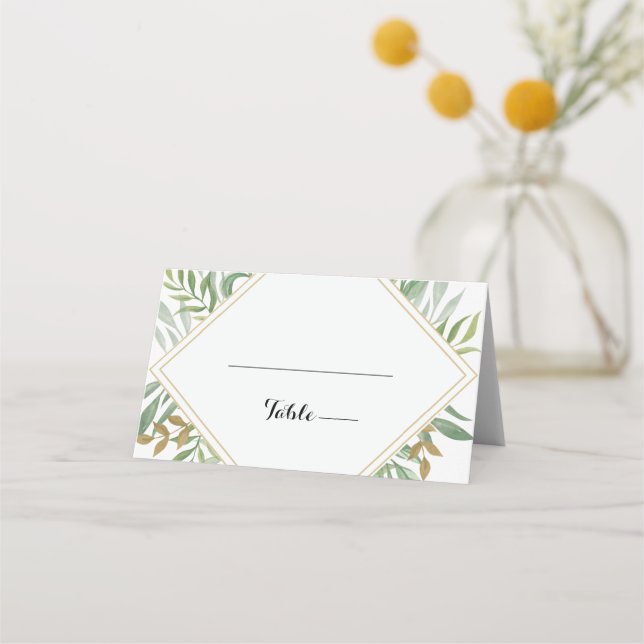 Eucalyptus Leaves Wedding Place Card (Front)