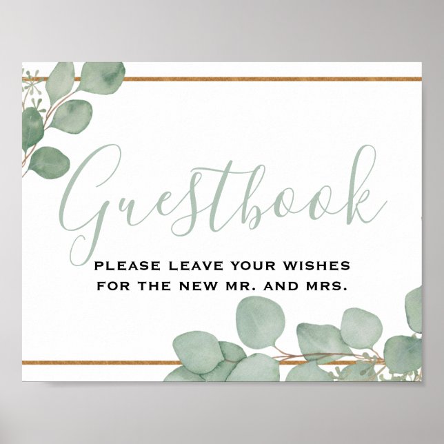 Eucalyptus Leaves Wedding Poster (Front)