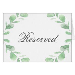 Eucalyptus leaves. Wedding Reserved table card