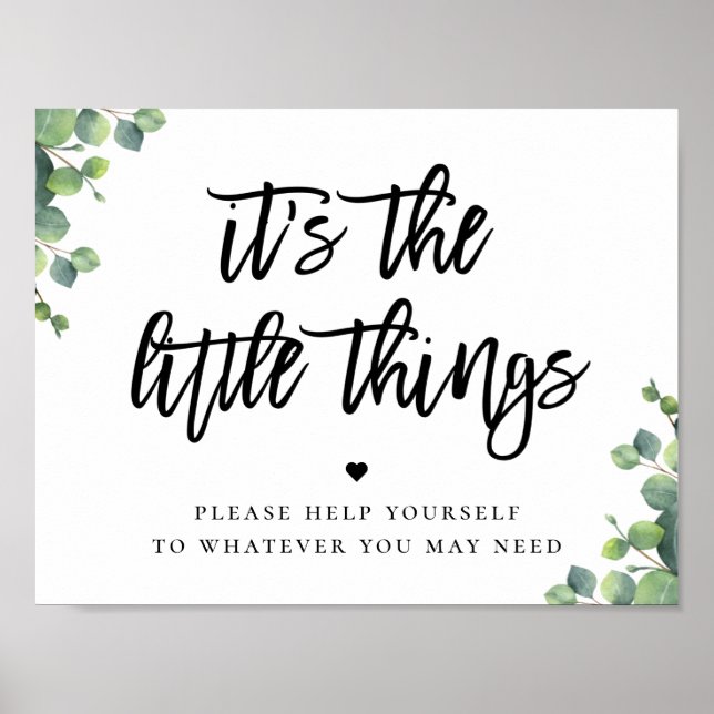 Eucalyptus Leaves Wedding Restroom Favour Poster (Front)