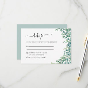 Eucalyptus Leaves Wedding RSVP Card