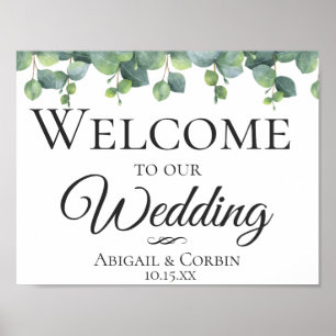 Eucalyptus Leaves Wedding Welcome Poster