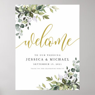 Eucalyptus Leaves Welcome Wedding Sign