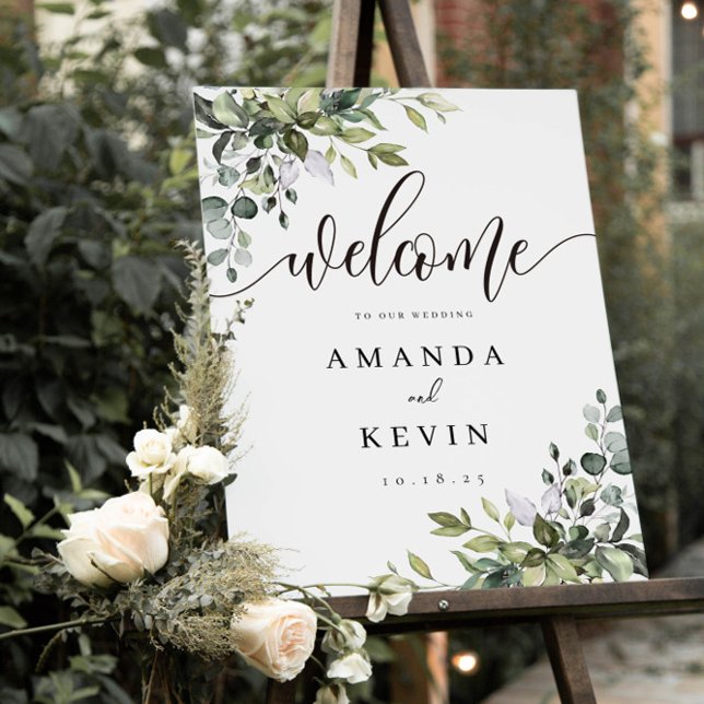 Eucalyptus Leaves Welcome Wedding Sign (Creator Uploaded)