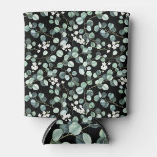 Eucalyptus Leaves: White Flowers Pattern Can Cooler