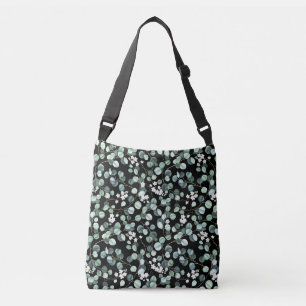Eucalyptus Leaves: White Flowers Pattern Crossbody Bag