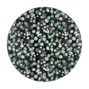 Eucalyptus Leaves: White Flowers Pattern Cutting Board