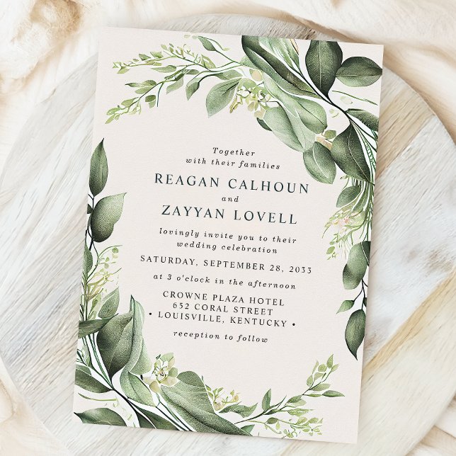 Eucalyptus Leaves Wreath Modern Wedding Invitation (Creator Uploaded)