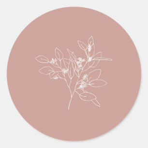eucalyptus line drawing classic round sticker