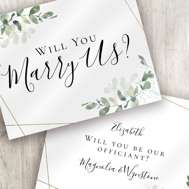 Eucalyptus Marry Us Will You Be Our Officiant Invitation (Creator Uploaded)
