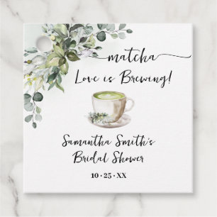 Eucalyptus Matcha Love is Brewing Tea Shower Favour Tags