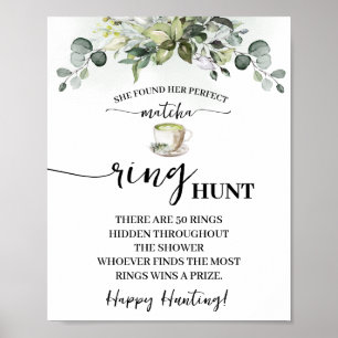 Eucalyptus Matcha Ring Hunt Bridal Shower Game Poster