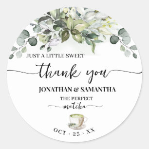 Eucalyptus Matcha Sweet Thank You Bridal Shower Classic Round Sticker