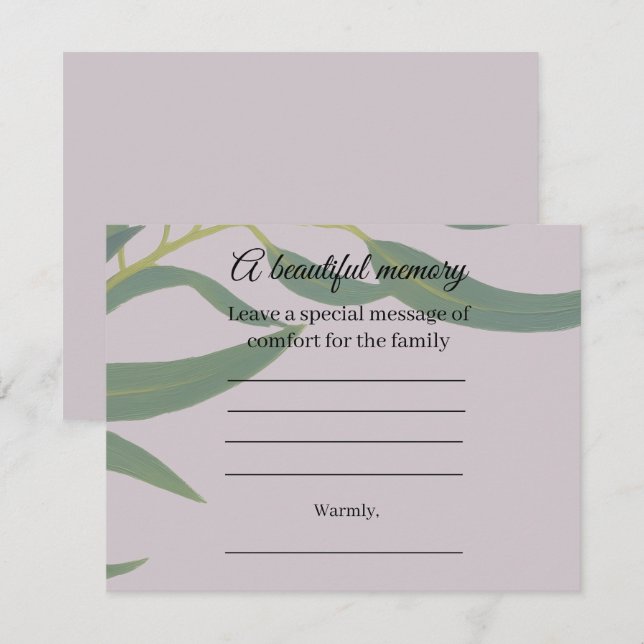 Eucalyptus memorial message card (Front/Back)