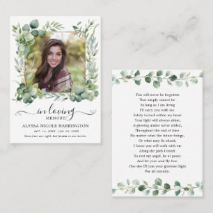 Eucalyptus Memorial Photo Funeral Card