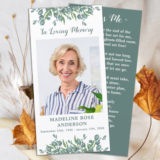 Eucalyptus Memorial Poem Funeral Prayer Bookmark (Creator Uploaded)