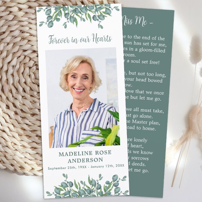 Eucalyptus Memorial Poem Funeral Prayer Card Photo (Creator Uploaded)